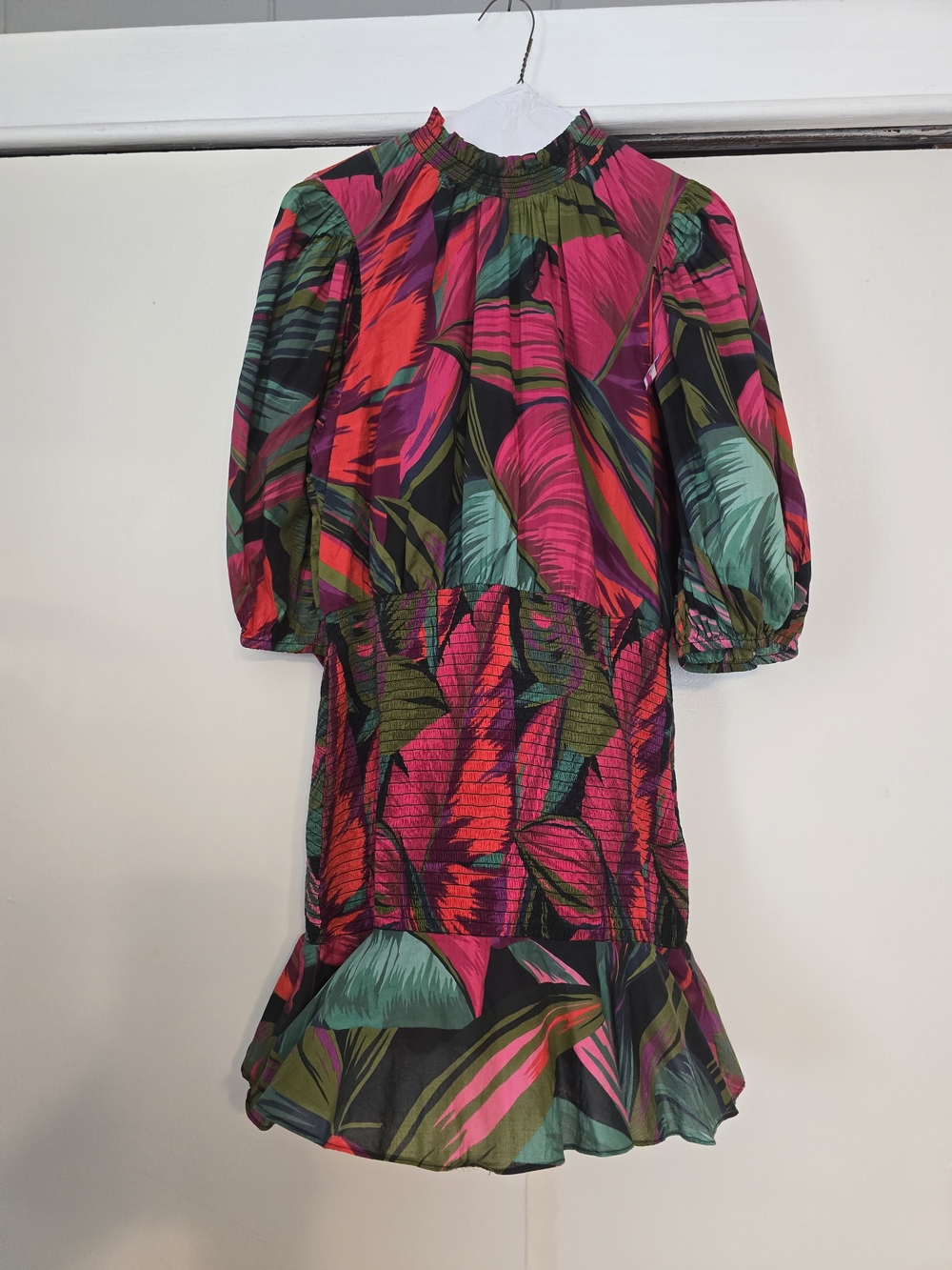 Farm Rio Vibrant Tropical Print Puff Sleeve Mini Dress - Picture 2 of 6